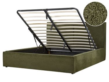 Lit ottoman Bouclé MOISSAC 160 x 200 cm Vert foncé