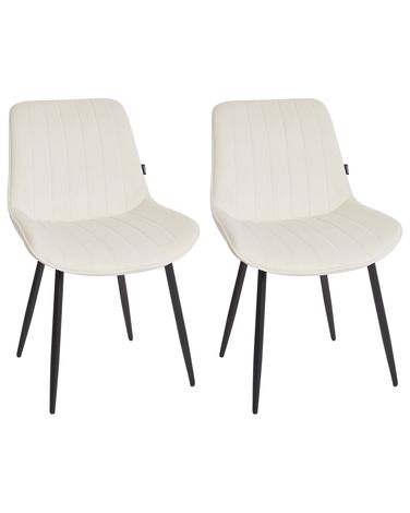 Lot de 2 chaises de salle à manger DUBROVNIK Velours Beige clair