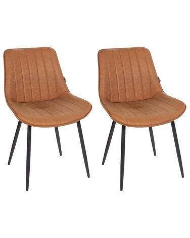 Lot de 2 chaises de salle à manger DUBROVNIK Cuir PU Marron