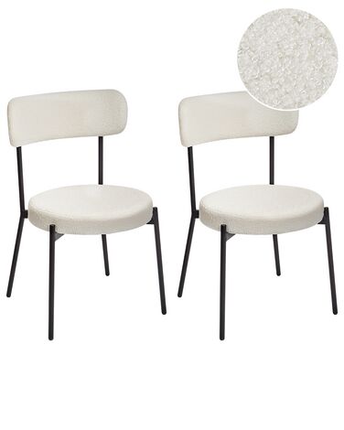 Lot de 2 chaises de salle à manger ALLISON Bouclé Blanc
