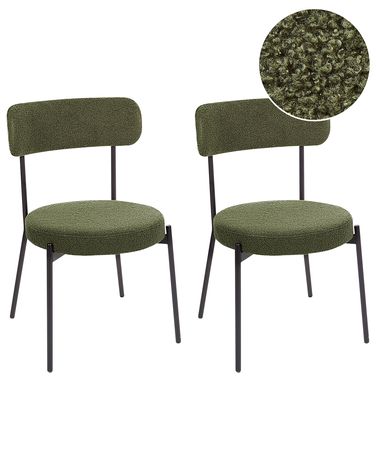 Lot de 2 chaises de salle à manger ALLISON Bouclé Vert foncé