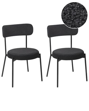 Lot de 2 chaises de salle à manger ALLISON Bouclé Noir