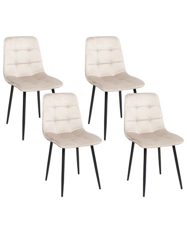 Lot de 4 chaises de salle à manger POWELL Velours Beige