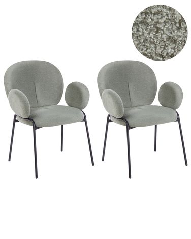 Lot de 2 chaises de salle à manger ELY Bouclé Vert clair