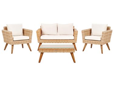 Ensemble de salon de jardin avec table 4 places VITTORIA Polyrotin Blanc cassé