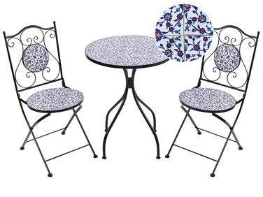 Bistro Set Folding CAMPRENA Metal Black