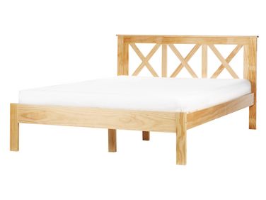 Lit avec sommier Bois de pin TANNAY 140 x 200 cm Marron clair