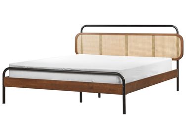 Lit avec sommier Rotin BOUSSICOURT 160 x 200 cm Marron foncé