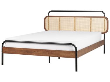 Lit avec sommier Rotin BOUSSICOURT 140 x 200 cm Marron foncé