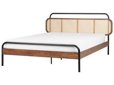 Lit avec sommier Rotin BOUSSICOURT 180 x 200 cm Marron foncé