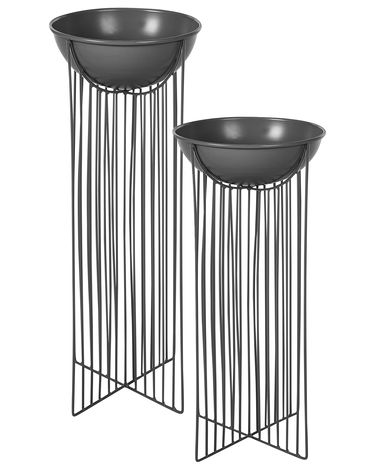 Lot de 2 pots à plantes surélevés FICARIA Métal 22 cm Noir