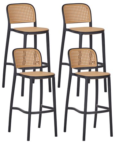 Lot de 4 chaises de bar PLOSE Matière synthétique Beige
