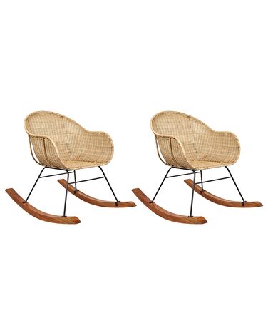 Lot de 2 fauteuils à bascule LAVINIO Rotin Naturel