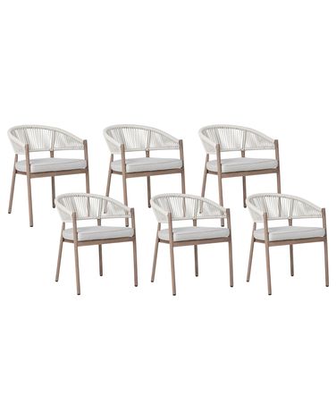 Lot de 6 chaises de jardin avec coussins FLAVIA Métal Blanc