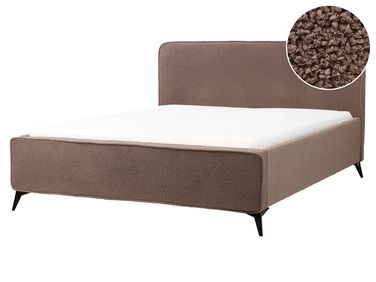 Lit avec sommier Bouclé VALOGNES 160 x 200 cm Marron