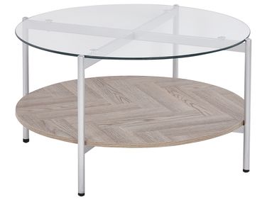 Coffee Table LOVELL Tempered Glass Silver