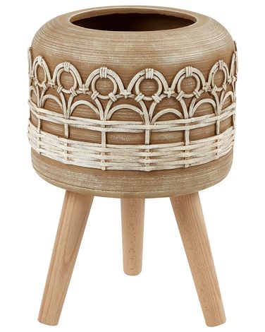Cache-pot sur pied CYRTOMIUM 27 cm Marron clair