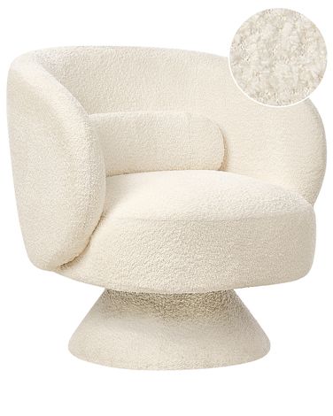 Fauteuil pivotant LIEKSA Bouclé Blanc cassé