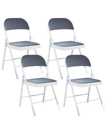 Lot de 4 chaises pliantes SPARKS Métal Gris foncé/blanc