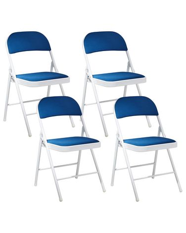 Set van 4 klapstoelen SPARKS Metaal Blauw/wit