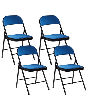 Lot de 4 chaises pliantes SPARKS Métal Bleu/noir