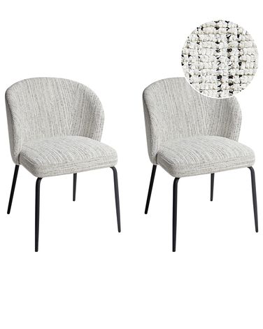 Lot de 2 chaises de salle à manger ZANA Tissu Blanc