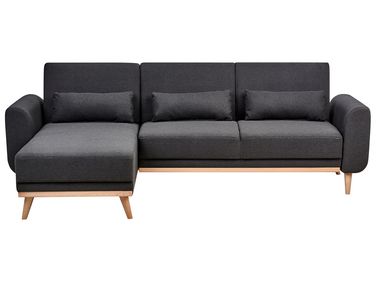 Corner Sofa Bed 3 Seater OLLSTA Fabric Black Right Hand