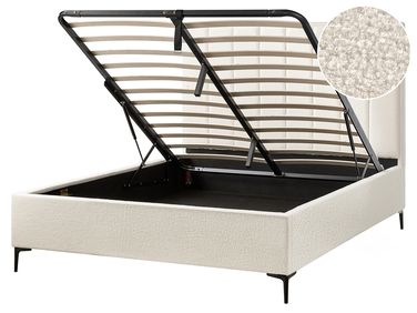 Lit ottoman Bouclé SEZANNE 160 x 200 cm Blanc cassé