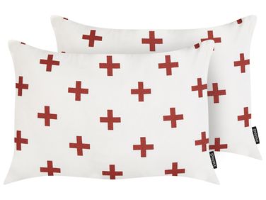 Lot de 2 coussins décoratifs VELLEIA Coton 50 x 35 cm Blanc Motif géométrique