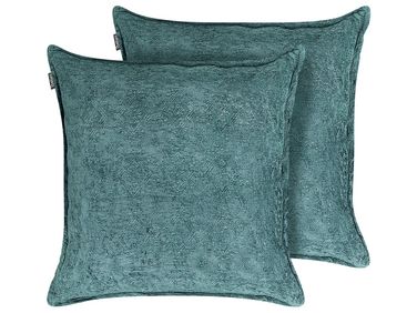 Lot de 2 coussins décoratifs VERPIS Coton 50 x 50 cm Bleu Unicolore
