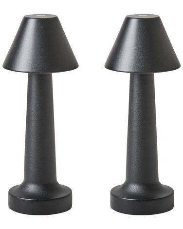 Lot de 2 lampes de table LED sans fil JOANES Avec variateur Métal Noir