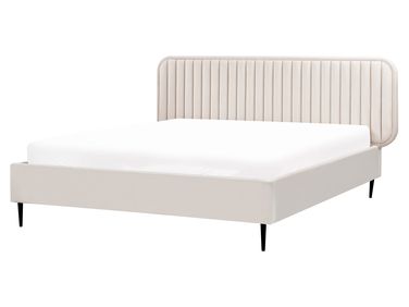 Lit avec sommier Velours BRIN 160 x 200 cm Beige