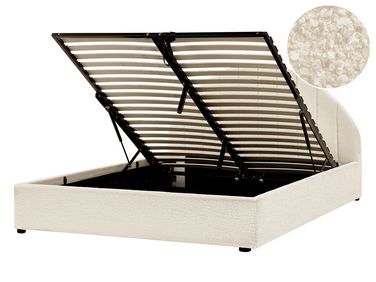 Lit ottoman Bouclé CHADENET 140 x 200 cm Blanc cassé