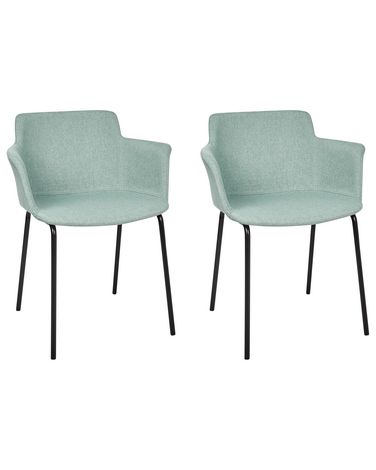 Lot de 2 chaises de salle à manger BELFIELD Tissu Vert menthe