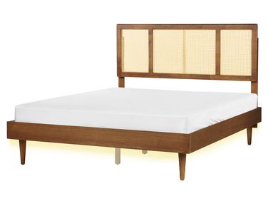 Lit avec LED Rotin AURAY 160 x 200 cm Marron