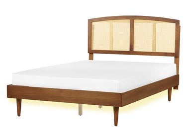 Lit avec LED Rotin VARZY 140 x 200 cm Marron