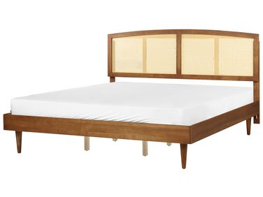 Lit avec sommier Rotin VARZY 180 x 200 cm Marron