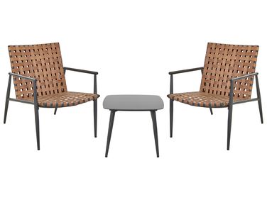 Bistro Set ZIRIA PE Rattan Brown