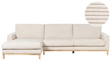 Hoekbank 4-zits SIGGARD II Corduroy Lichtbeige rechtszijdig
