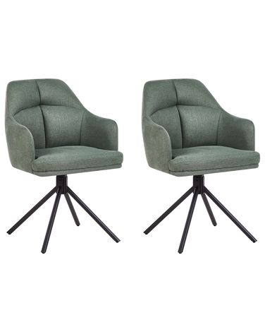 Lot de 2 chaises de salle à manger MIRA Tissu Vert