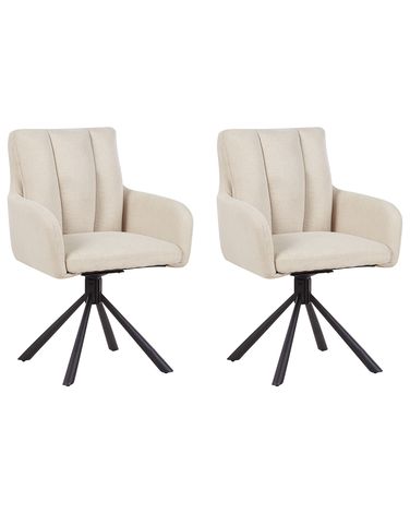 Lot de 2 chaises de salle à manger SARDOAL Tissu Beige clair