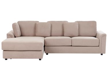 Corner Sofa 4 Seater KOHLO Fabric Taupe Right Hand