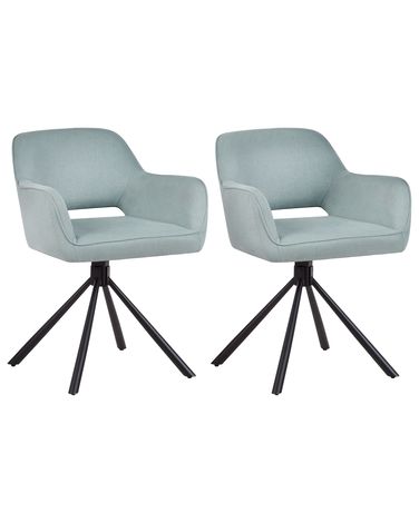 Lot de 2 chaises de salle à manger LOURES Tissu Bleu clair