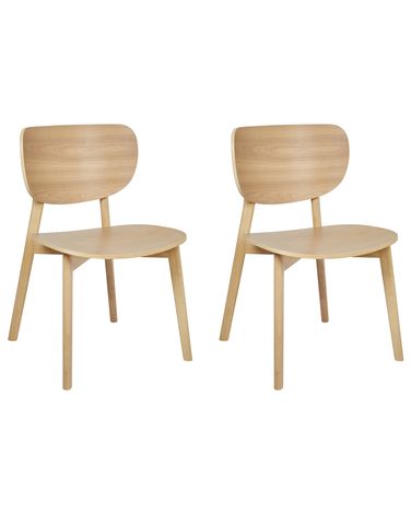 Lot de 2 chaises de salle à manger OVERLY Bois Marron clair