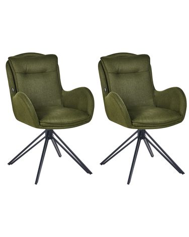 Lot de 2 chaises de salle à manger AVELAR Tissu Vert foncé