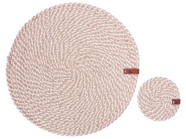 Placemats en onderzetters set PIPTURUS Jute Natuurlijk