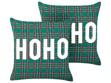 Lot de 2 coussins décoratifs JOYCANDY 45 x 45 cm Vert Motif de Noël