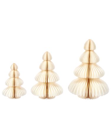 Lot de 3 figurines NILGIRI Arbre de Noël 15/20/25 cm Beige