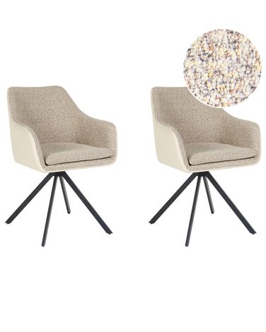 Lot de 2 chaises de salle à manger LITHIA Tissu Taupe