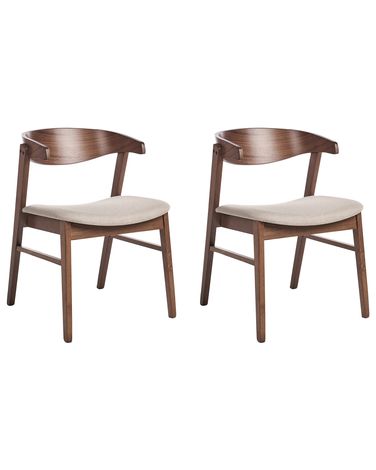 Lot de 2 chaises de salle à manger LILLY Tissu Marron/beige
